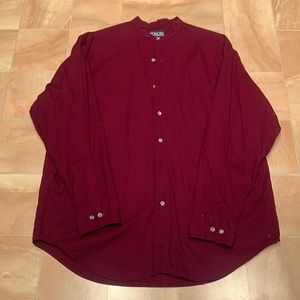 Honors Vintage Men's Red Casual Mandarin Collar Button Down Long Sleeve Shirt